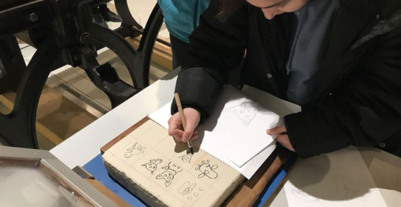 Atelier Lithographie de poche à l’Atelier-Musée de l’Imprimerie à Malesherbes