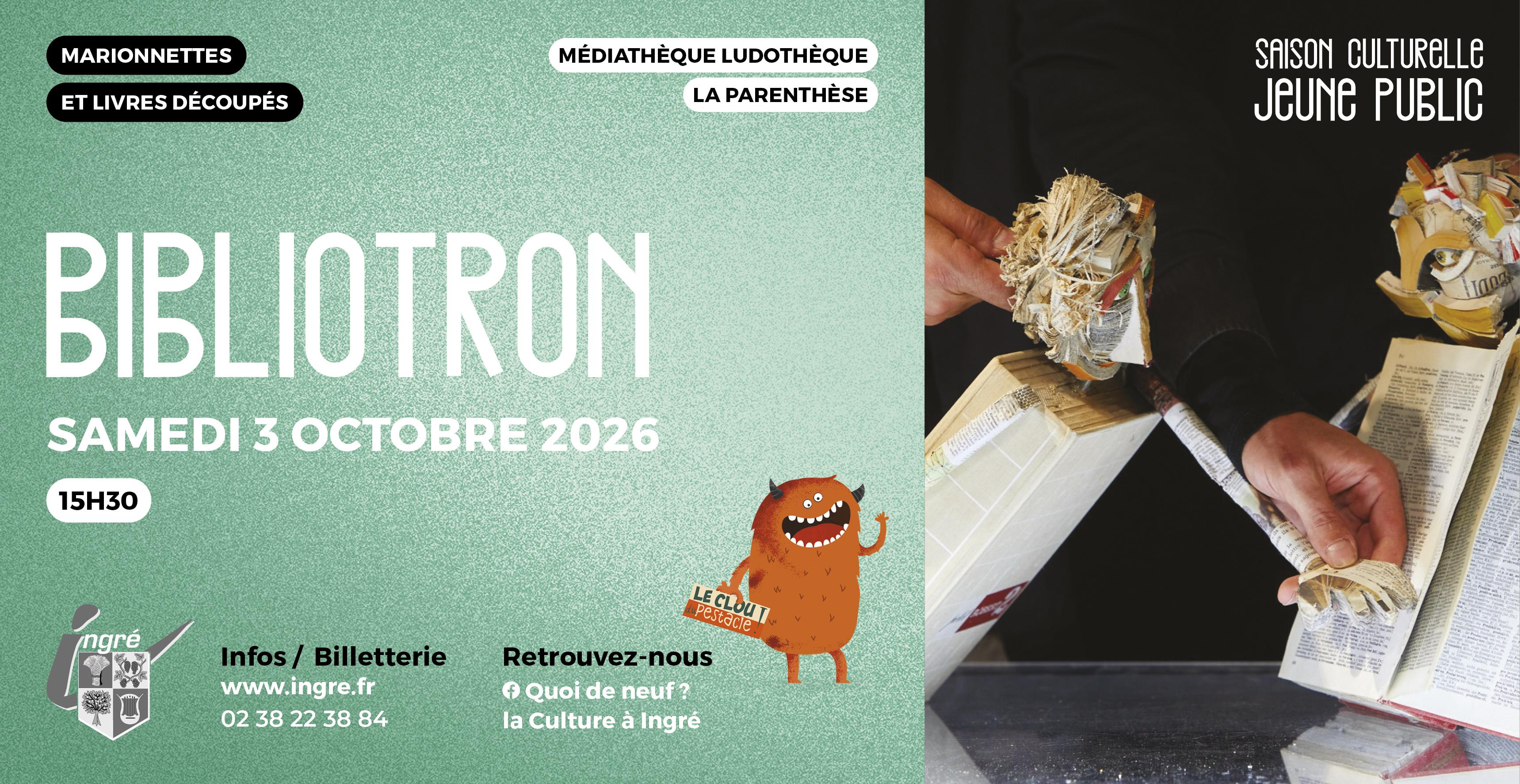 "Bibliotron", spectacle de marionnettes et livres découpés jeune public à Ingré