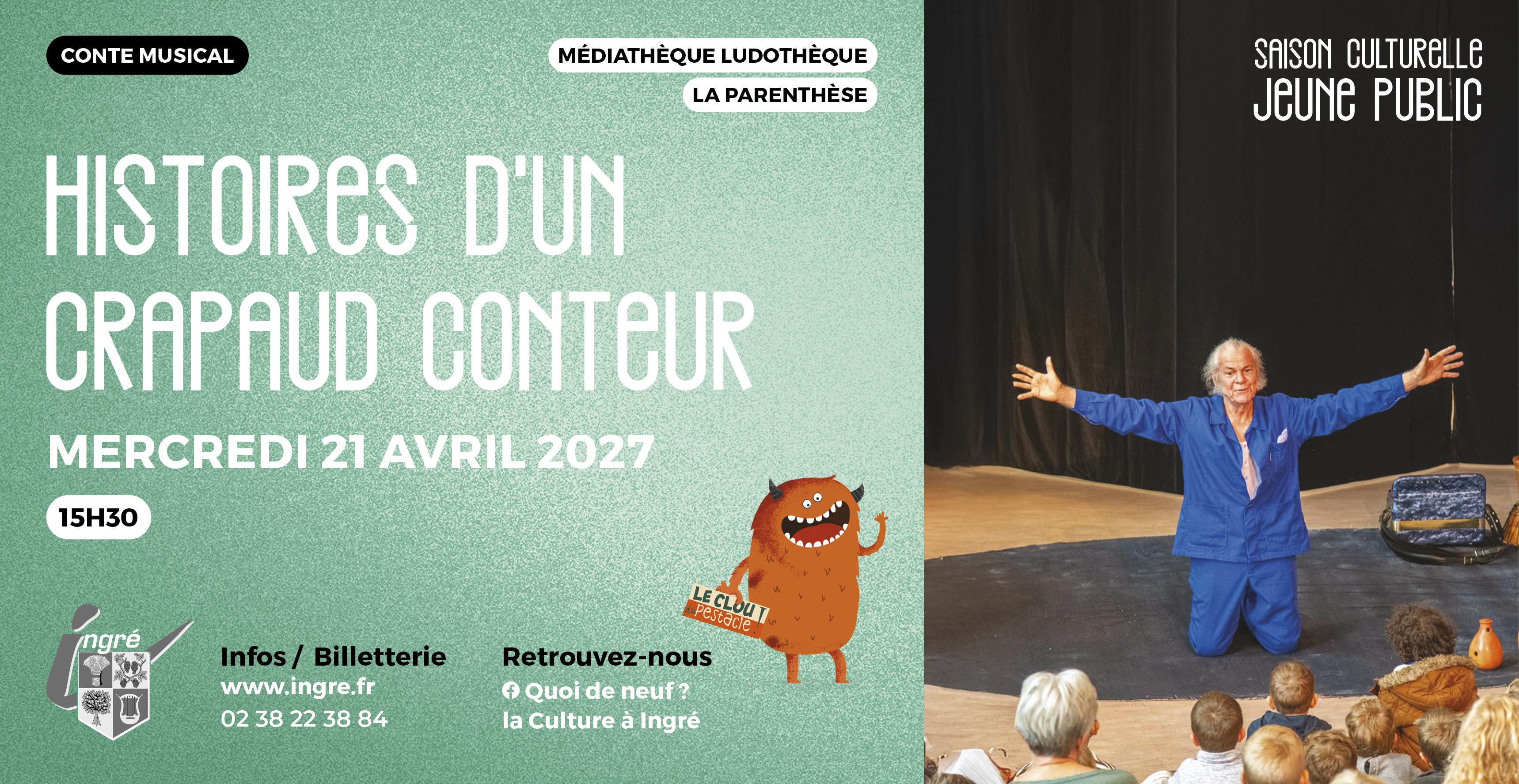 "Histoires d'un crapaud conteur", conte musical jeune public à Ingré